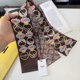 Fendi Fashion Versatile Double layer Hair Strap Diagonal Silk Scarf Size: 120 x 6 CM