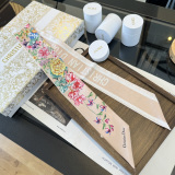 Dior Fashion Flower Double layer Hair Strap Double layer Silk Scarf Size: 100 x 6 CM