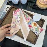 Dior Fashion Flower Double layer Hair Strap Double layer Silk Scarf Size: 100 x 6 CM