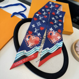 Louis Vuitton Fashion Versatile Double layer Hair Strap Silk Scarf Size: 110 x 5 CM