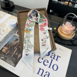 Dior Fashion Flower Double layer Hair Strap Double layer Silk Scarf Size: 100 x 6 CM