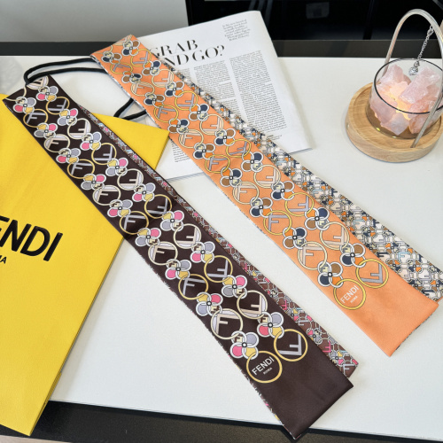 Fendi Fashion Versatile Double layer Hair Strap Diagonal Silk Scarf Size: 120 x 6 CM