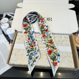 Dior Fashion Flower Double layer Hair Strap Double layer Silk Scarf Size: 100 x 6 CM