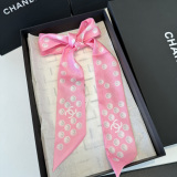 Chanel Fashion Twilly Pearl Wave Dot Hair Strap Silk Scarf Size: 120 x 5 CM