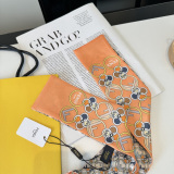 Fendi Fashion Versatile Double layer Hair Strap Diagonal Silk Scarf Size: 120 x 6 CM