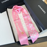 Chanel Fashion Twilly Pearl Wave Dot Hair Strap Silk Scarf Size: 120 x 5 CM