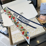 Dior Fashion Flower Double layer Hair Strap Double layer Silk Scarf Size: 100 x 6 CM