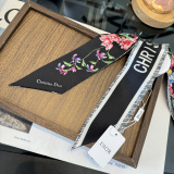 Dior Fashion Flower Double layer Hair Strap Double layer Silk Scarf Size: 100 x 6 CM