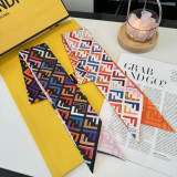 Fendi Fashion Versatile Double layer Hair Strap with Diagonal Silk Scarf Size: 110 x 6 CM