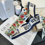 Dior Fashion Flower Double layer Hair Strap Double layer Silk Scarf Size: 100 x 6 CM