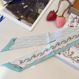 Dior Fashion Flower Double layer Hair Strap Silk Scarf Size: 100 x 6 CM