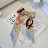 Dior Fashion Versatile Double layer Hair Strap Silk Scarf Size: 100 x 6 CM