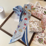 Dior Fashion Flower Double layer Hair Strap Silk Scarf Size: 100 x 6 CM