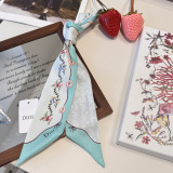 Dior Fashion Flower Double layer Hair Strap Silk Scarf Size: 100 x 6 CM