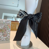 Dior Fashion Polka Double layer Hair Strap Silk Scarf Size: 105 x 6 CM