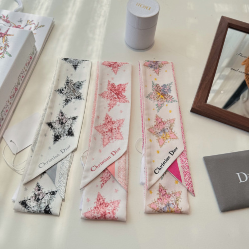Dior Fashion Star Double layer Hair Strap Silk Scarf Size: 100 x 6 CM