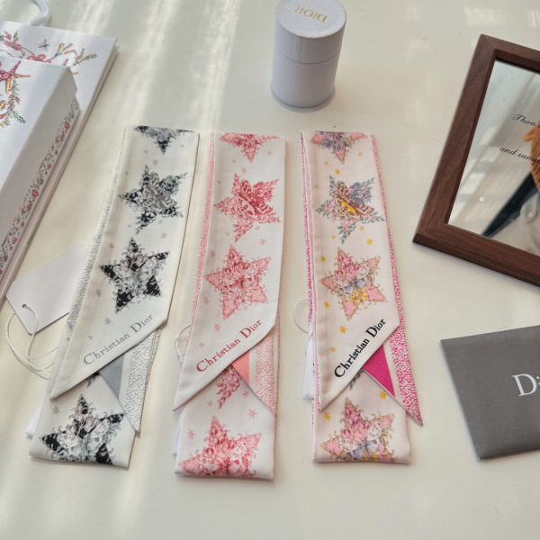 Dior Fashion Star Double layer Hair Strap Silk Scarf Size: 100 x 6 CM