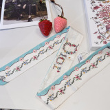 Dior Fashion Flower Double layer Hair Strap Silk Scarf Size: 100 x 6 CM