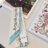 Dior Fashion Flower Double layer Hair Strap Silk Scarf Size: 100 x 6 CM
