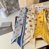 Dior Fashion Flower Double layer Hair Strap Silk Scarf Size: 100 x 6 CM