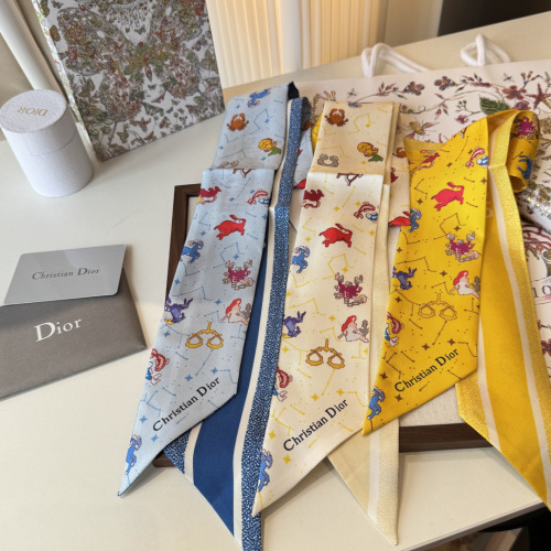 Dior Fashion Flower Double layer Hair Strap Silk Scarf Size: 100 x 6 CM