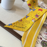 Dior Fashion Flower Double layer Hair Strap Silk Scarf Size: 100 x 6 CM
