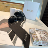 Dior Fashion Polka Double layer Hair Strap Silk Scarf Size: 105 x 6 CM