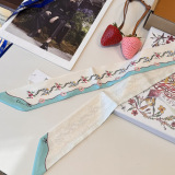 Dior Fashion Flower Double layer Hair Strap Silk Scarf Size: 100 x 6 CM