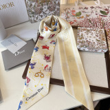 Dior Fashion Flower Double layer Hair Strap Silk Scarf Size: 100 x 6 CM