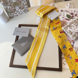 Dior Fashion Flower Double layer Hair Strap Silk Scarf Size: 100 x 6 CM