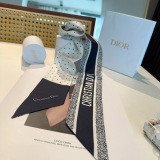 Dior Fashion Polka Double layer Hair Strap Silk Scarf Size: 105 x 6 CM