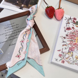 Dior Fashion Flower Double layer Hair Strap Silk Scarf Size: 100 x 6 CM