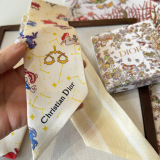 Dior Fashion Flower Double layer Hair Strap Silk Scarf Size: 100 x 6 CM