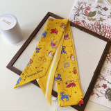 Dior Fashion Flower Double layer Hair Strap Silk Scarf Size: 100 x 6 CM