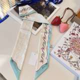 Dior Fashion Flower Double layer Hair Strap Silk Scarf Size: 100 x 6 CM