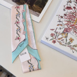 Dior Fashion Flower Double layer Hair Strap Silk Scarf Size: 100 x 6 CM