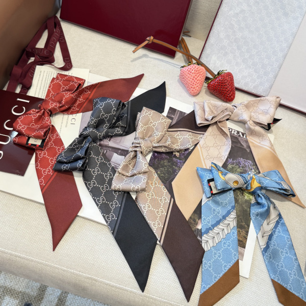 Gucci Classic GG Double layer Hair Strap Silk Scarf Size: 120 x 5 CM