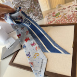 Dior Fashion Flower Double layer Hair Strap Silk Scarf Size: 100 x 6 CM