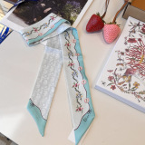 Dior Fashion Flower Double layer Hair Strap Silk Scarf Size: 100 x 6 CM