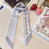 Dior Fashion Flower Double layer Hair Strap Silk Scarf Size: 100 x 6 CM