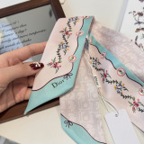 Dior Fashion Flower Double layer Hair Strap Silk Scarf Size: 100 x 6 CM