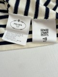 Prada 26SS Classic Embroidered Logo Striped Knitted Short Sleeve T-shirt