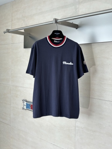 Moncler Classic Tricolor Embroidered Logo Short Sleeve Couple's Casual Versatile T-shirt