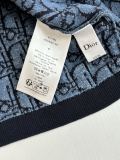 Dior Fashion Blue Logo Jacquard Round Neck Short Sleeve Knitted Shirt