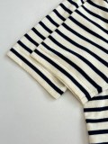 Prada 26SS Classic Embroidered Logo Striped Knitted Short Sleeve T-shirt