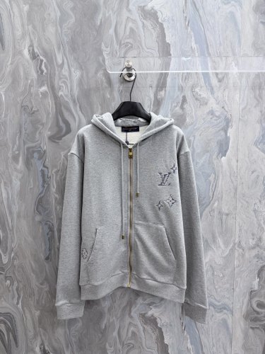 Louis Vuitton Couple Fashion Embroidered Logo Zipper Hoodie