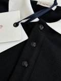 Moncler Classic Versatile Embroidered Black White Contrast Collar Short Sleeve Polo Shirt