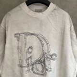 Dior Fashion Embroidered Logo Round Neck Short Sleeve Couple's Casual Versatile T-shirt