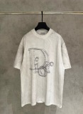 Dior Fashion Embroidered Logo Round Neck Short Sleeve Couple's Casual Versatile T-shirt