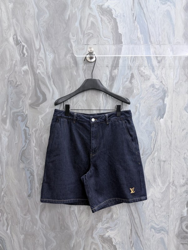 Louis Vuitton 26SS Couple Fashion Embroidered Logo Casual Loose Denim Shorts